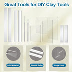 Amrules Clay Tools Kit, 12 PCS Polymer Clay Cutter Tools, Rectangle Shape Acrylic Press Board and Roller Pin Supplies Suitable for Shaping, Carving, Pottery Craft and DIY Projects