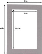 11x14 Mat for 8.5x11 Photo - Precut Charcoal Picture Matboard for Frames 11 x 14 Inches - Bevel Cut Matte to Display Art 8.5 x 11 Inches - Acid Free Pack of 100 MATS with Backing Boards & Clear Bags