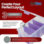 ArtBin Semi Satchel Portable Craft Organizer with 3 Dividers - Clear Plastic Storage Case for Art & Craft Supplies