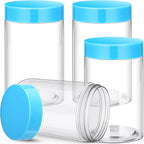 SATINIOR 12 Pack 12 oz Plastic Container Jars with Lids Round Clear Travel Cosmetic Container Slime Jars for Toiletries, Lotion, Cream, Ointments, Makeup, Rhinestone, Samples, Kitchen Storage(Blue)