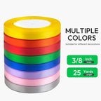 KMER LIFE 3/8 Inches x 25 Yards White Satin Ribbon Solid Fabric Ribbons for Crafts, Wedding Decor, DIY Hair Accessories, Sewing, Gift Package Wrapping, Valentine's Day Bouquet and More