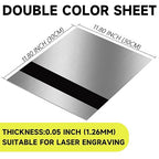 5PCS Laser Engraving Double Color ABS Plastic Sheet,Two-Tone Laserable Engraving Plastic Sheets for Name Badge,Office Label,Laser Artistic Product,Size 11.73" x 11.73",Brushed Silver/Black