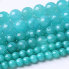 90PCS 4MM Lake Blue Chalcedony Natural Gemstone Round Stone Beads for Jewelry Making DIY Energy Stone Healing Power Bracelet 15"