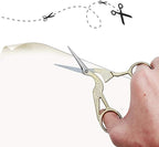 Vintage Stork Shape Sewing Scissors Stainless Steel Tailor Scissors Sharp Sewing Shears for Embroidery, Craft, Art Work & Everyday Use (4, Gold)