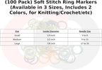 (100 Pack) Soft Stitch Ring Markers, Black & White (Small Size for Needle Sizes 0-8, for Knitting/Crochet/etc)