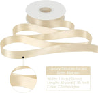HUIHUANG Champagne Satin Ribbon 1 inch Silk Satin Ribbon 50 Yards Double Face Satin Ribbons for Wedding Decor Christmas Gift Wrapping Tree Decor Bows Bridal Floral Bouquet Invitation Card Party