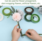 6 Rolls Floral Tape, 1/2" by 180 Yard Green Flower Tape, Flower Tape for Bouquet Stem Wrap Floral Arranging Craft Projects Corsages, Wedding Bouquet