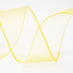 CT CRAFT LLC Sheer Organza Wired Ribbon 2.5" x 50Yards Yellow for Wedding Chair Bow Flora Bouquet Gift Wrapping Christmas Tree Home Decor Wreath