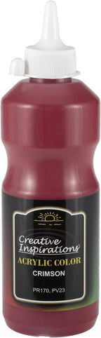 Creative Inspirations Acrylic Paint - Crimson - 500 mL Bottle - Smooth & Creamy Consistency, Vibrant Pigmentation, Great Coverage for Artists - Clean Up with Soap & Water