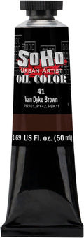 Soho Urban Artist Oil Paint - Van Dyke Brown, 50 ml Tube - Best Valued Oil Colors for Painting, Excellent Pigment Load