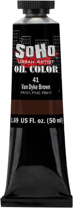 Soho Urban Artist Oil Paint - Van Dyke Brown, 50 ml Tube - Best Valued Oil Colors for Painting, Excellent Pigment Load