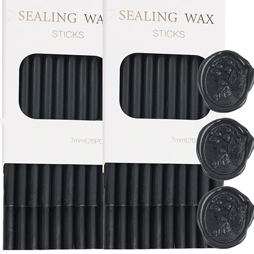 Wax Seal Sticks, ONWINPOR 40Pcs Black Wax Sealing Sticks with Glue Gun, Glue Gun Waxsealsticks Set Great for Waxseal Stamp, Wedding Invitations, Envelopes, Gift Wrapping (40, Black)