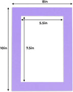6x8 Mat for 8x10 Frame - Precut Mat Board Acid-Free Show Kit with Backing Board, and Clear Bags Light Purple 6x8 Photo Matte Made to Fit a 8x10 Picture Frame Matboard for Framing, Pack of 25 Mats