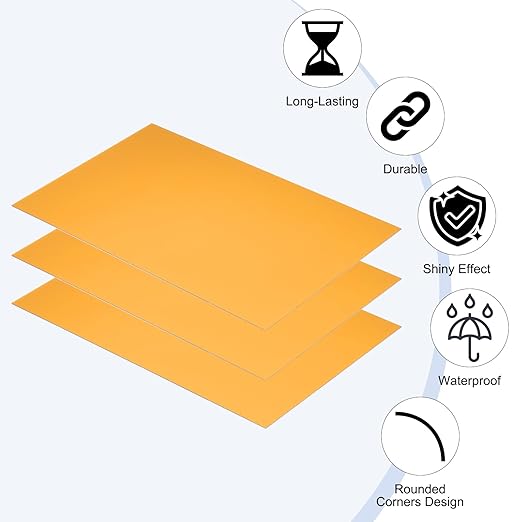 PATIKIL 5x8 Inch Anodized Aluminum Sheet Metal, 15Pcs Laser Plates Engraving Blanks 0.5MM Thin Rectangle for Crafting DIY House Laser Engraving, Yellow