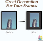 MBC Mat Board Center, 10 Pack 16x20 for 11x17 Black Picture Mats Frame Mattes, Bevel Cut, Acid Free, 4-ply Thickness