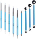 Caydo 9 Pieces Stylus Tools, 5 Pieces 2 Way Total 10 Different DIY Silicone and Ceramic Clay Indentation Tool and 4 Pieces Double-Ended Metal Ball Tools