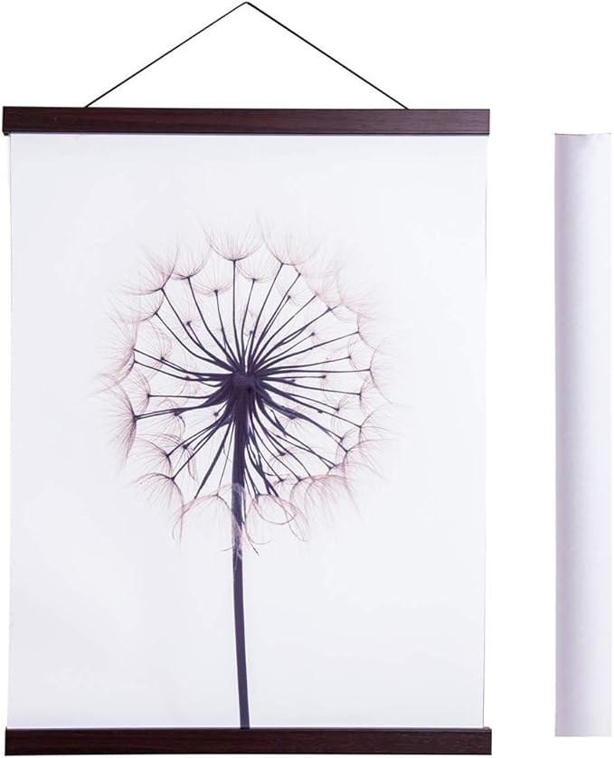 Artmag Magnetic Poster Hanger Frame, 34x22 34x23 34x48 Light Wood Wooden Magnet Canvas Artwork Print Poster Hangers Frames Hanging Kit (Walnut, 34")