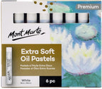 Mont Marte Extra Soft Oil Pastels White Premium 6pc, Assorted Natural Oil Pastel Colors, Vibrant, Buttery, Versatile Art Pastels for Blending, layering & Shading, Coloring and Sketching