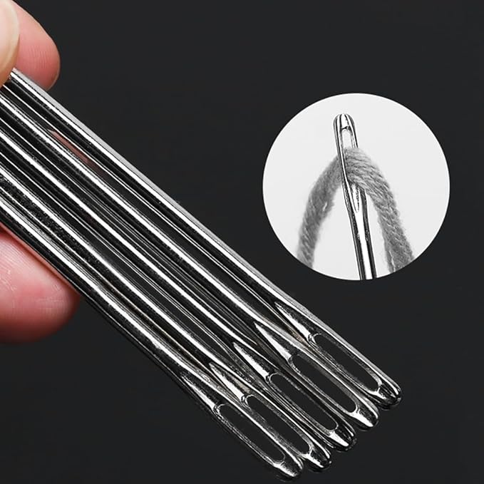 8" Professional Upholstery Needle 20cm Length 3mm Thickness, Big Eye Hand Sewing Needles for Stitching and Crafting Projects