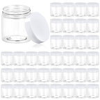 36 Pack 4 OZ Plastic Jars Round Clear Cosmetic Container Jars with White Lids, Eternal Moment Plastic Slime Jars for Lotion, Cream, Ointments, Makeup, Eye shadow, Samples, Potravel Storage