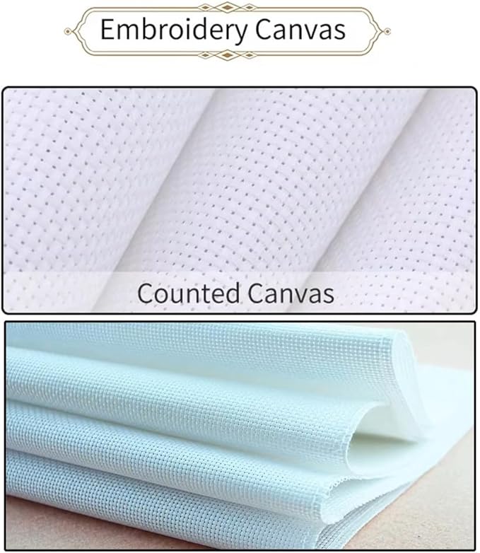 Threadhaven Cross-Stitch Kit 14CT Aida Counted Embroidery Complete Set with Fabric, Threads-Premium Beautiful Girls Design for Adults & Beginners- A Beautiful Woman Wearing Flowers 10.6''×18.5''