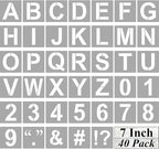 Alphabet Letter and Number Stencils 7 Inch - 40 Pack Large Letters and Numbers Stencil Templates with Signs for Painting on Wood, Reusable Letter Stencils for Chalkboard Signs & Wood Wall Art