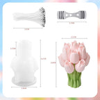 JDH Flower Silicone Mold,Tulip Bouquet Silicone Candle Molds,3D Flower Resin Candle Molds for DIY Handmade Supplies,Flowers Ornament Mold for Soap Wax Concrete Epoxy Resin Cake Decoration