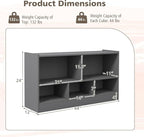 Toy Storage Organizer, 2-Tier Kids Bookshelf, 5 Cube Kids' Bookcases, Cabinets & Shelves, Wooden Toy Organizers, Small Book Shelf for Bedroom, Playroom, Classroom, Nursery (Gray)