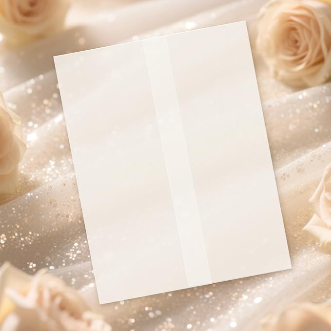 120 Pack Pre-Folded Vellum Jackets for 4.25x5.5 Invitations, Translucent Vellum Paper 4.25x5.5 Jackets, 100GSM Wedding Invitations Wraps, Envelope Liners for Birthdays, Baby Showers