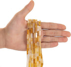 Natural Yellow Jade Rectangle Tube Beads 4x13mm 38cm/str Loose Semi Gemstone Stone Beads for Making Bracelets Necklace Earrings