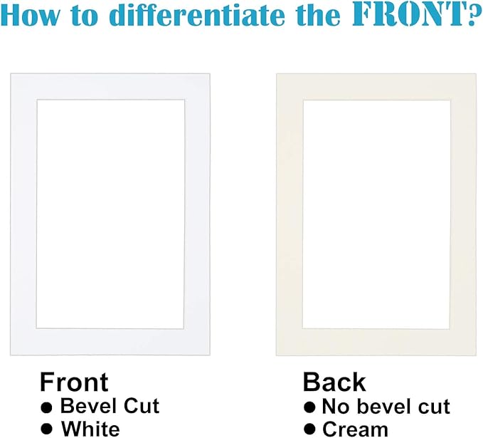 Egofine A4 for 6x8 White Picture Mats Pack of 14, Frame Mattes for 6x8 Pictures, Acid Free, 1.2mm Thickness, with Core Bevel Cut