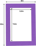 6x8 Mat for 8x10 Frame - Precut Mat Board Acid-Free Show Kit with Backing Board, and Clear Bags Purple 6x8 Photo Matte Made to Fit a 8x10 Picture Frame Matboard for Framing, Pack of 25 Mats