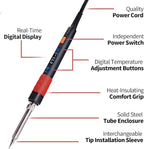 YIHUA 928D-III Soldering Iron,110W High Power, Fully Digital Display °F /°C- Temperature Control Soldering Tool, Accurate 194~896°F, with ON/OFF Switch, Iron Tip, Brass Wool, Automatic Sleep Mode