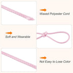 MECCANIXITY Waxed Cord 0.8mm Waxed Polyester Cord 175 Yard Wax String for Bracelet Making,Necklaces, Beading,Jewelry Making and DIY Crafts(Light Pink)