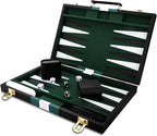 Backgammon Set - Classic Board Game with Premium Leather Case - Portable Travel Strategy Backgammon Game Set for Adults, Kids (18inch, Black)