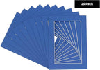 11x14 Mat for 8.5x11 Photo - Precut Bottle Blue Picture Matboard for Frames 11 x 14 Inches - Bevel Cut to Display Art 8.5 x 11 Inches - Acid Free Pack of 25 MATS with Backing Boards & Clear Bags