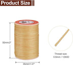 uxcell Round Leather Sewing Waxed Thread, 55m / 60 Yards Polyester Wax String, 0.80mm Wax Stitching Cord for Leather Crafts, Bookbinding, Bracelets Braided, Pale Cream, 2pcs