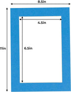 5x7 Mat for 8.5x11 Frame - Precut Mat Board Acid-Free Show Kit with Backing Board, and Clear Bags Bay Blue 5x7 Photo Matte Made to Fit a 8.5x11 Picture Frame Matboard for Framing, Pack of 25 Mats