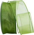 Ribbon Bazaar Sheer Organza Wired Ribbon - 100% Polyester Wire Edged Ribbon for Floral Decor, Table Arrangements, Apparel Embellishment & More - 2-1/2" Kiwi 50yd