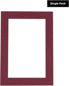 8x10 Mat Bevel Cut for 5x8 Photos - Acid Free Maroon Red Precut Matboard With Backing Board and Crystal Clear, Self Seal Photo Mat Bag - For Pictures, Photos, Framing - 4-ply Thickness