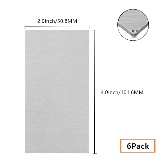 Welding Coupons- 6Pack 6061 T651 Aluminum Sheet Metal 2" X 4" X 0.125Inch Flat Plain Small Aluminum Plate Weld Practice kit for MIG, TIG, Stick, Arc, Gas, Brazing, Welding Practice kit for Beginners