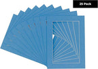 5x7 Mat for 8.5x11 Frame - Precut Mat Board Acid-Free Show Kit with Backing Board, and Clear Bags Bay Blue 5x7 Photo Matte Made to Fit a 8.5x11 Picture Frame Matboard for Framing, Pack of 25 Mats