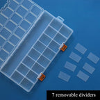 BangQiao 3 Pack 24 Grids Clear Plastic Storage Box with Dividers, Transparent Organizer Container Case for Small Parts, Bead, Button, Jewelry, Diamond, Craft Supplies,Sewing Kit, DIY Accessories