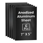 GCGOODS 6 Pcs 7 x 5 inch Anodized Aluminum Sheet Set, Metal Blanks for Laser Engraving, Engraving Plates for Crafting, Decoration, DIY, Black Colors