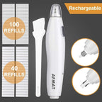AFMAT EE03 Electric Eraser for Artists, 140 Eraser Refills, Rechargeable Electric Erasers for Drawing, Artist Erasers for Drafting, Painting, Sketching, Architectural Plans, Detailer Tool-White
