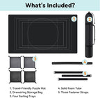 Puzzle Mat Roll Up with Drawstring Storage Bag, Portable Saver Pad 46” x 26” Up to 1500 Pieces with Non-Slip Rubber Bottom & Smooth Top + 4 Puzzle Sorting Trays & Travel-Friendly Storage Bag