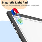 Elice Magnetic A4 Light Board for Diamond Painting, Ultra-Thin Tracing LED Light Box with Side Buttons, Super Bright Diamond Art Light Pad, Light Table for Drawing, Sketching, Weeding Vinyl - Black