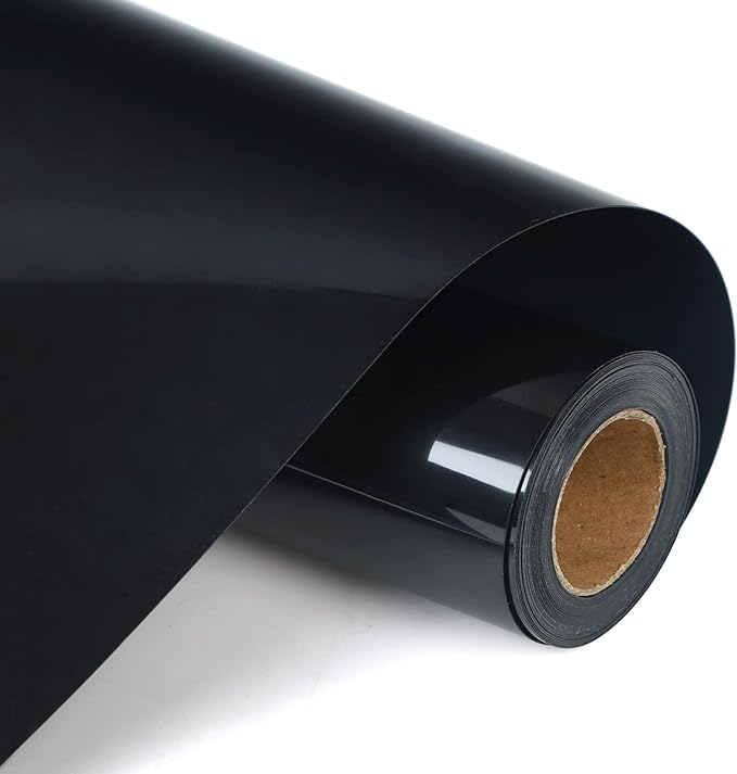 RENLITONG Black HTV Iron on Vinyl 12Inch by 10ft Roll Heat Transfer Vinyl for T-Shirt HTV Rolls for All Cutter Machine - Easy to Cut & Weed for Heat Transfer Design