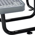 Global Industrial 46" Square Picnic Table, Expanded Metal, Gray Thermoplastic Coating, Attached Benches, 1-1/2” Umbrella Pole Hole, Outdoor-Rated, 1000 lb Capacity