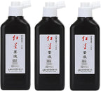 MEGREZ Chinese Calligraphy Ink, Redstar Black Liquid Ink Sumi Ink for Writing & Drawing Practicing Japanese Calligraphy, Traditional Chinese Calligraphy Brush Ink, 6.35 OZ x 3 Bottles
